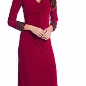 Adrianna Papell long sleeve gown. Size 8 plum red